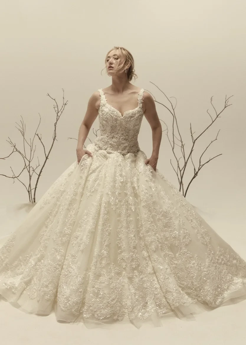 Model wearing a dress by the Annarita Bride Collection
