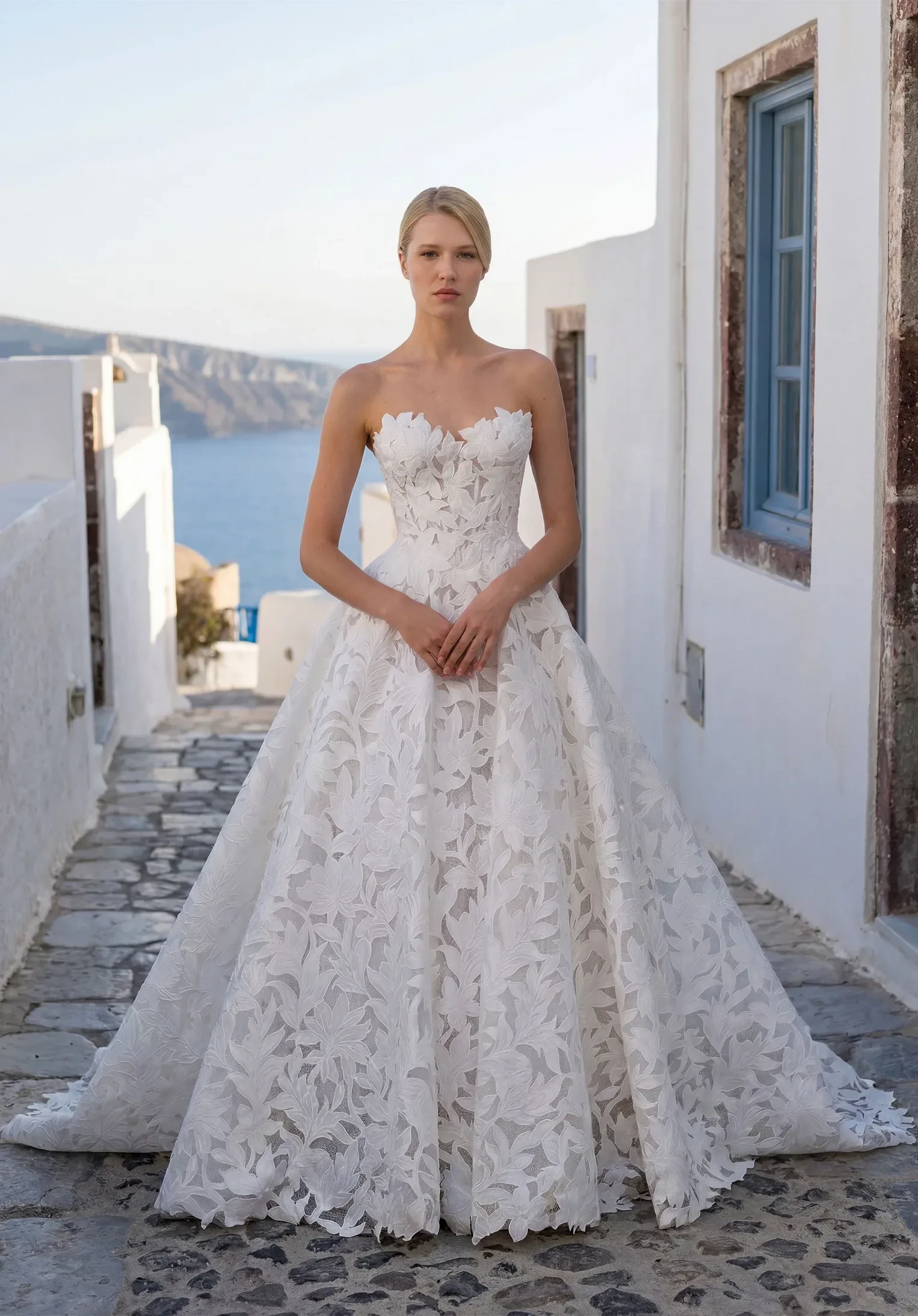 Model wearing a dress by Morilee collection