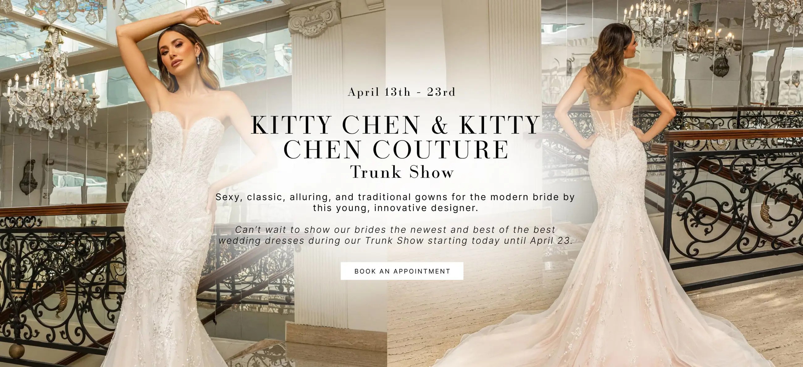 "Kitty Chen & Kitty Chen Couture Trunk Show" banner for desktop